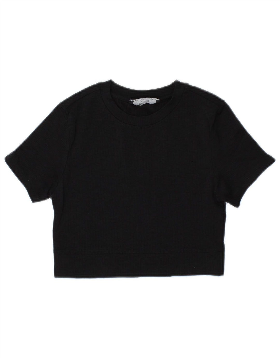 Bershka Womens Crop T-Shirt Top UK 10 Small Black Polyamide