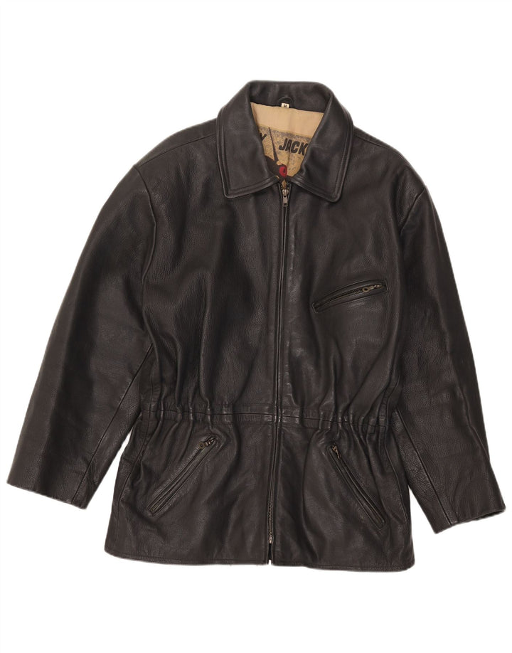 Fly Damen Lederjacke UK 14 Mittelschwarzes Leder
