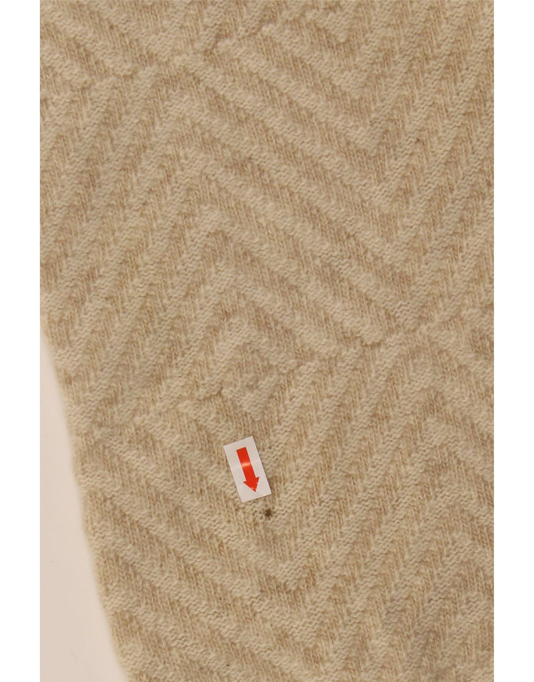 Lyle & Scott Mens V-Neck Jumper Sweater XL Beige Geometric Wool