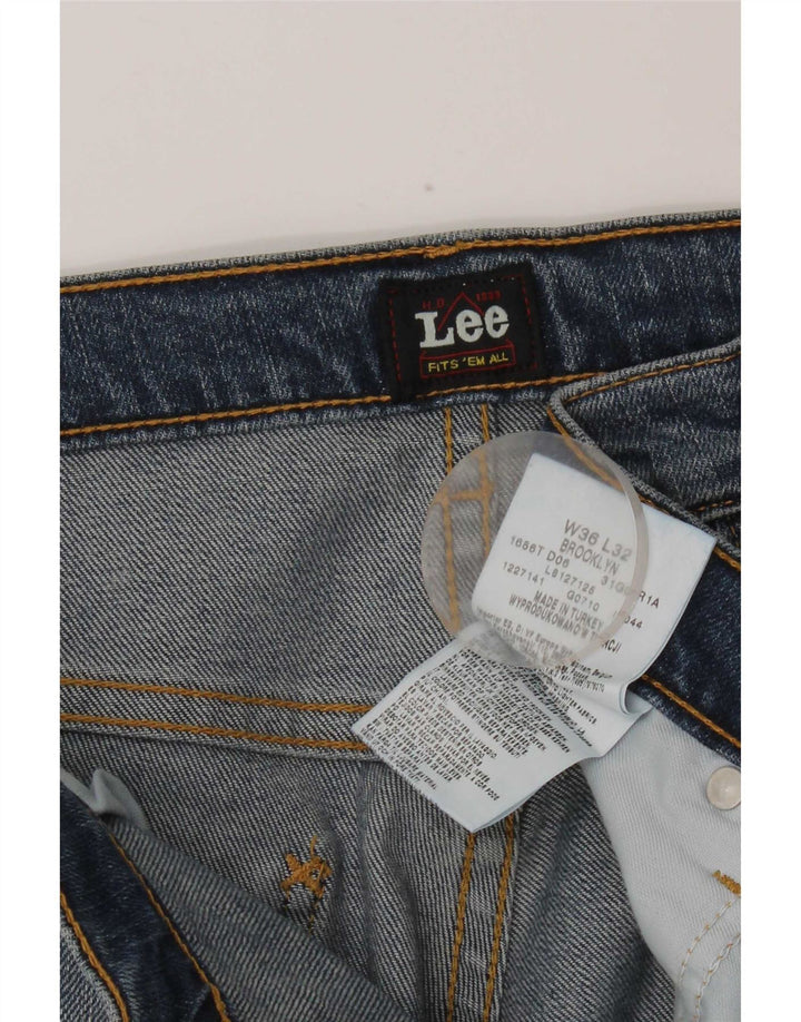 Lee Mens Brooklyn Straight Jeans W36 L32 Blue Cotton