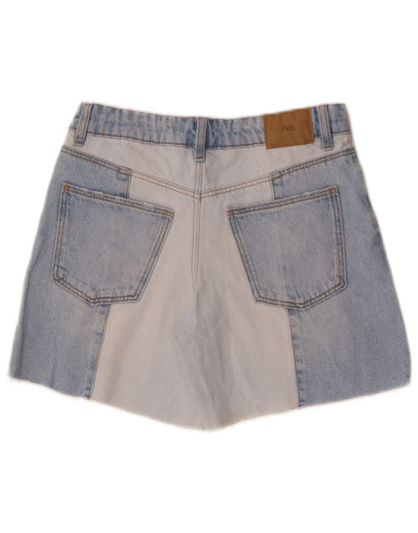 Short en jean fille Zara 11-12 ans W26 coton color block bleu
