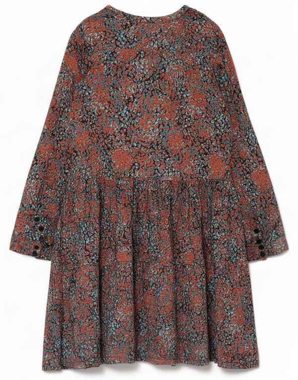 Fat Face Womens Abstract Pattern Langarm-A-Linien-Kleid UK 16 Large Brown