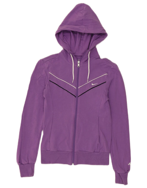 Nike Womens Zip Hoodie Sweater UK 4/6 XS Purple Cotton