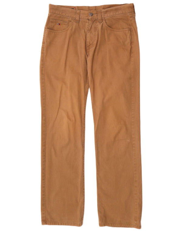 Pantaloni casual dritti da uomo Tommy Hilfiger W32 L32 cotone marrone