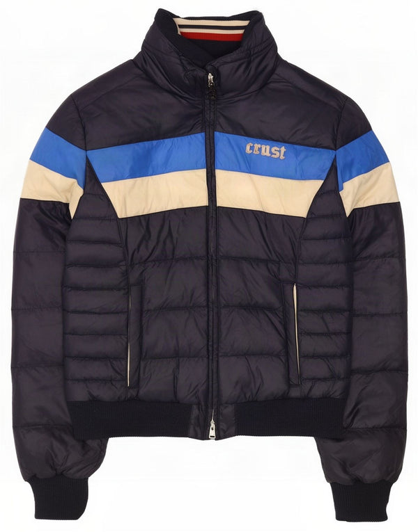 Crust Mens Padded Jacket UK 38 Medium Navy Blue Colourblock Polyamide