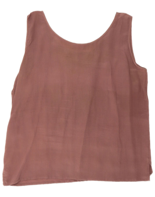 Damska bluzka bez rękawów w stylu vintage, UK 18 XL, brązowy jedwab