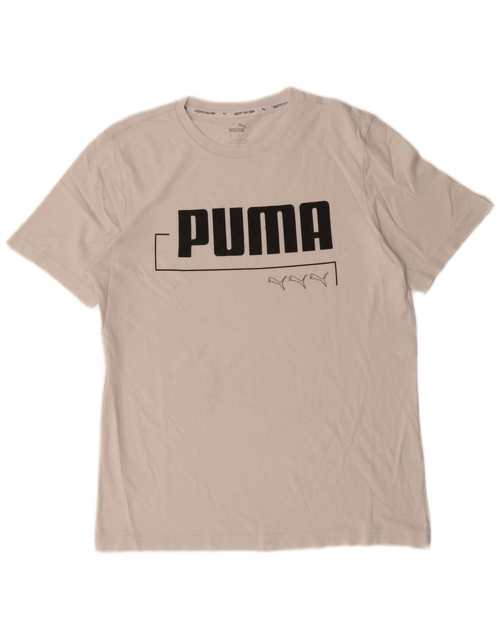 Puma Mens Graphic T-Shirt Top Small White Cotton