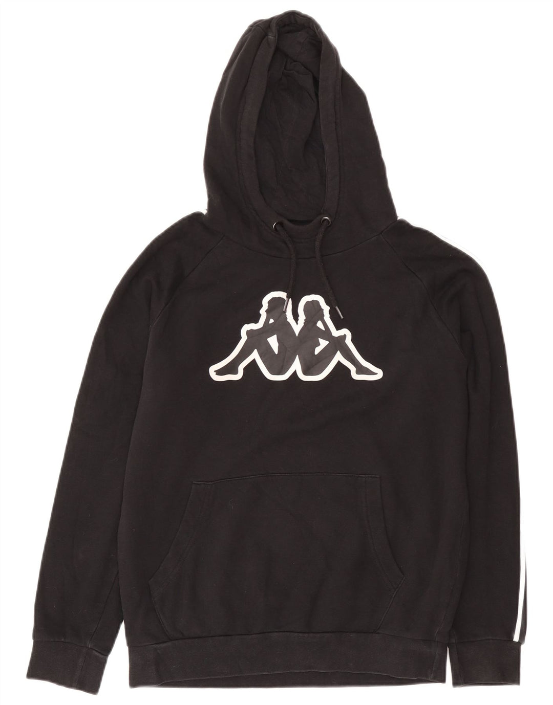 Kappa Mens Graphic Hoodie Jumper Medium Black Cotton