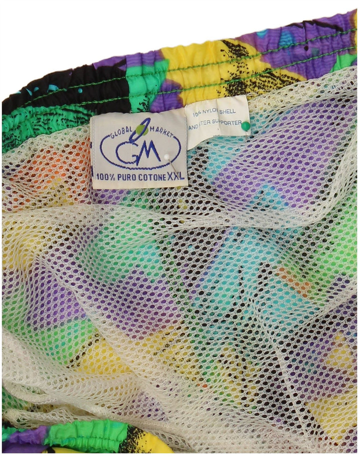 Vintage Mens Swimming Shorts 2XL Multicoloured Tie Dye Nylon