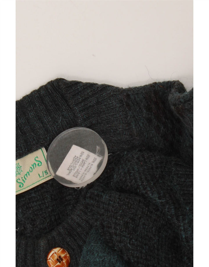 vintage Mens Cardigan Pull Grand Bleu Argyle/Diamant Alpaga Laine