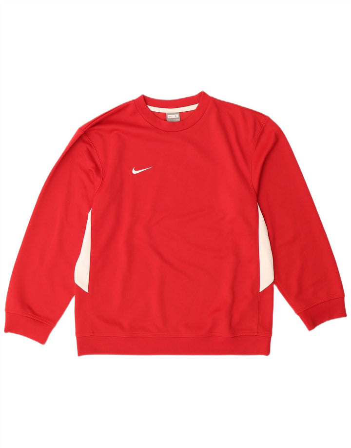Bluza chłopięca NIKE, 12-13 lat, duża, czerwona, poliestrowa z blokami kolorów