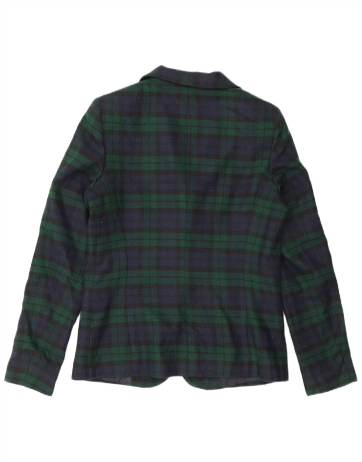 Paio Crippa Damen 2-Knopf-Blazerjacke IT 44 Mittelgrün karierte Schurwolle