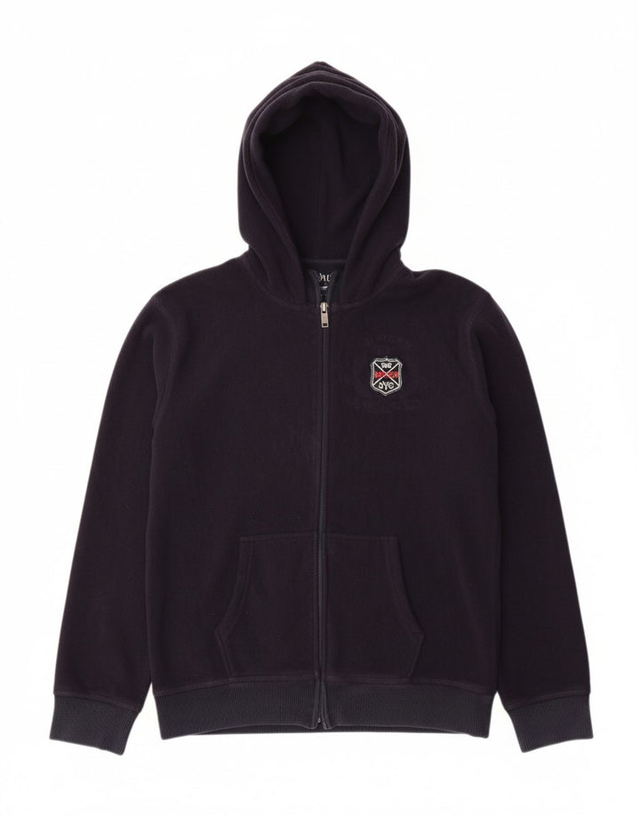 TOMMY HILFIGER Boys Hooded Fleece Jacket 15-16 Years Navy Blue Polyester