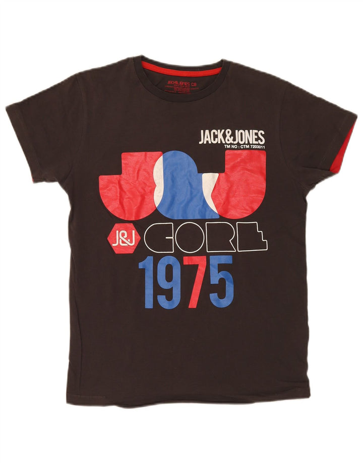 Jack & Jones Mens Graphic T-Shirt Top Small Brown Cotton