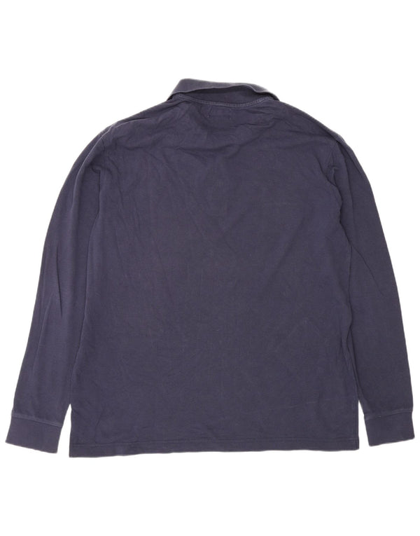 Kappa Mens Long Sleeve Polo Shirt Large Navy Blue Cotton