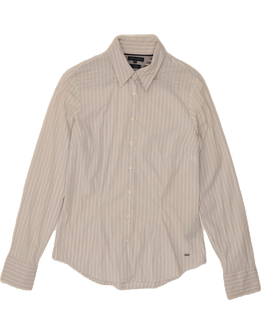 TOMMY HILFIGER Womens Shirt US 8 Medium Blue Striped Cotton Classic Vintage Tommy Hilfiger and Second-Hand Tommy Hilfiger from Messina Hembry 