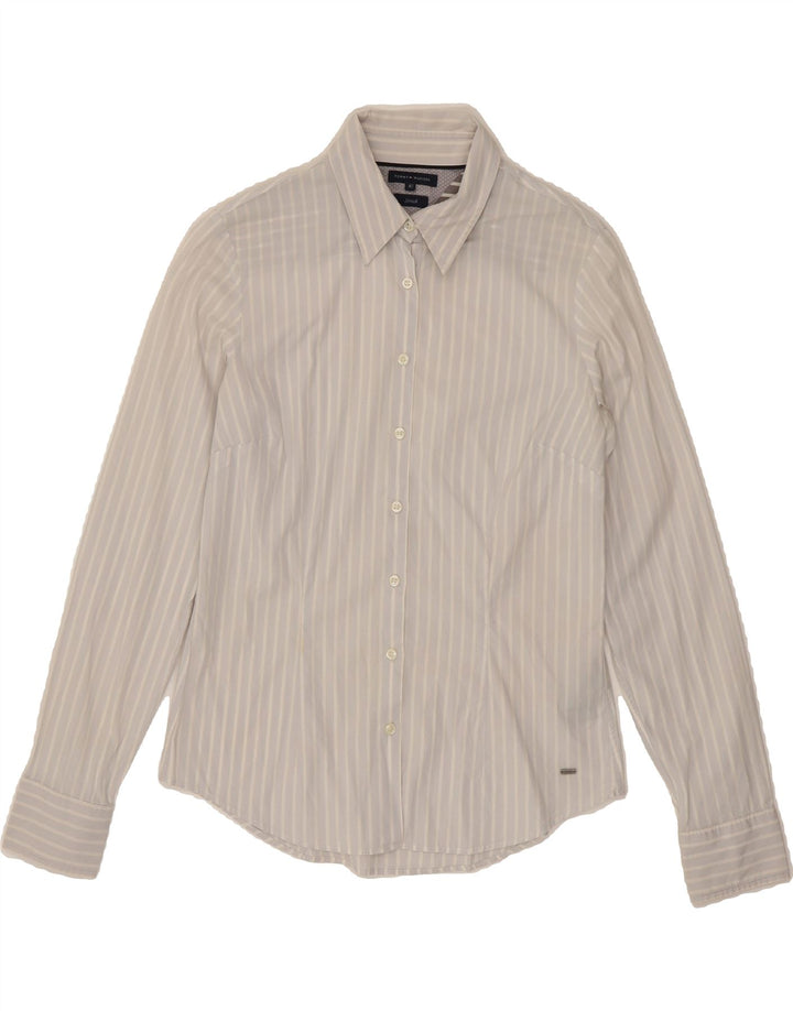 TOMMY HILFIGER Womens Shirt US 8 Medium Blue Striped Cotton Classic Vintage Tommy Hilfiger and Second-Hand Tommy Hilfiger from Messina Hembry 