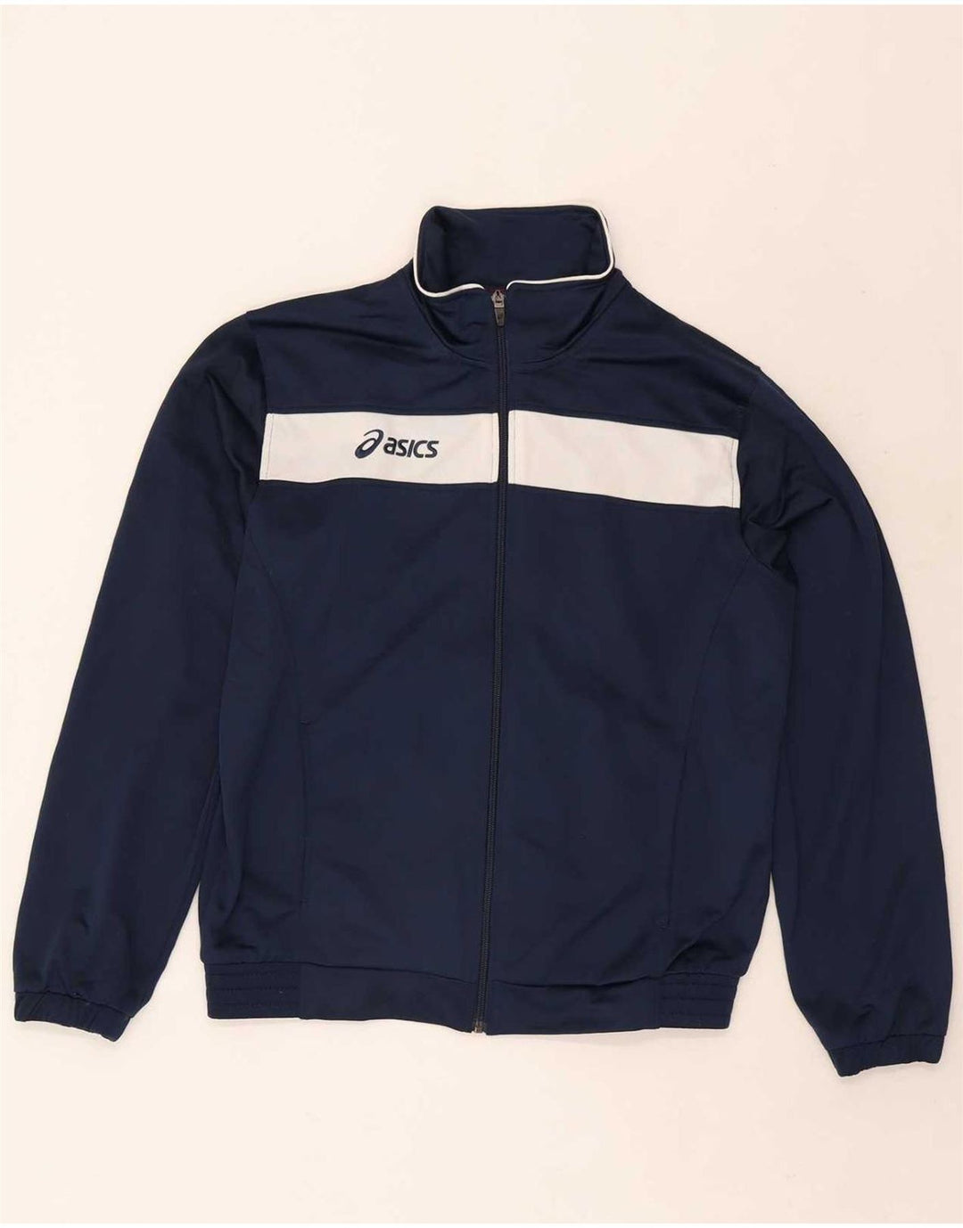 Asics Mens Full Tracksuit Médio Azul Marinho Colourblock Poliéster