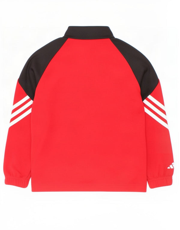 Adidas Meninos Zip Neck Pullover Treino Top 5-6 Anos XS Vermelho Colorblock