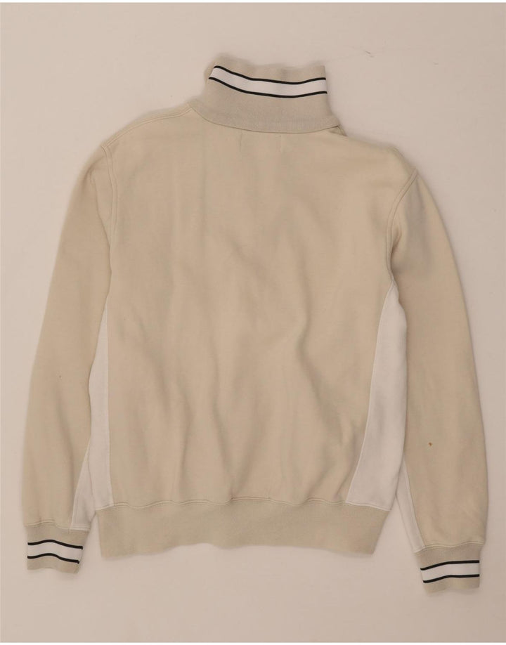 Kappa Womens Zip Neck Sweatshirt Jumper UK 14 Medium Beige Colourblock