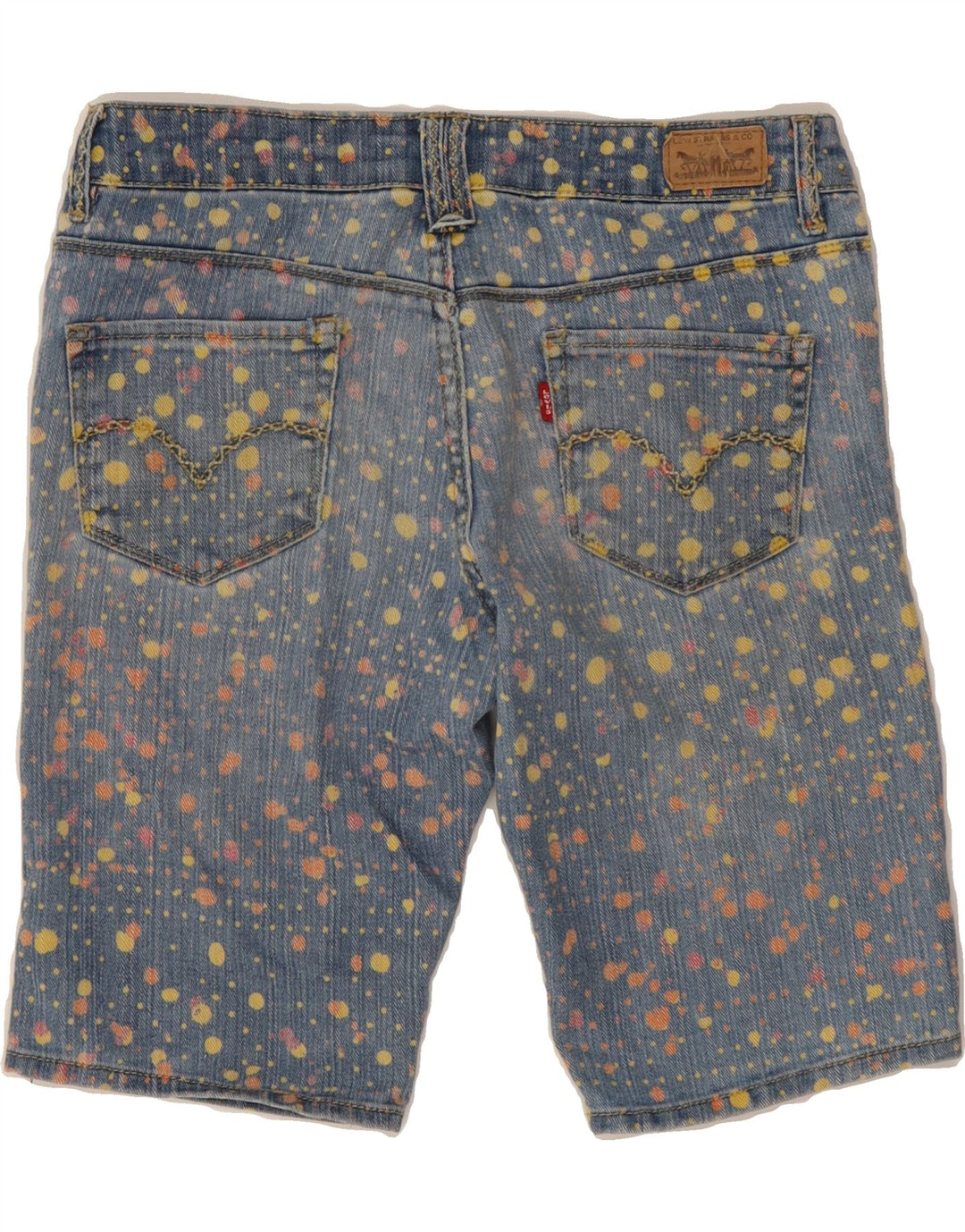 LEVI'S Womens Denim Bermuda Shorts US 3 Small W30 Blue Spotted Ramie Vintage Levi's and Second-Hand Levi's from Messina Hembry 