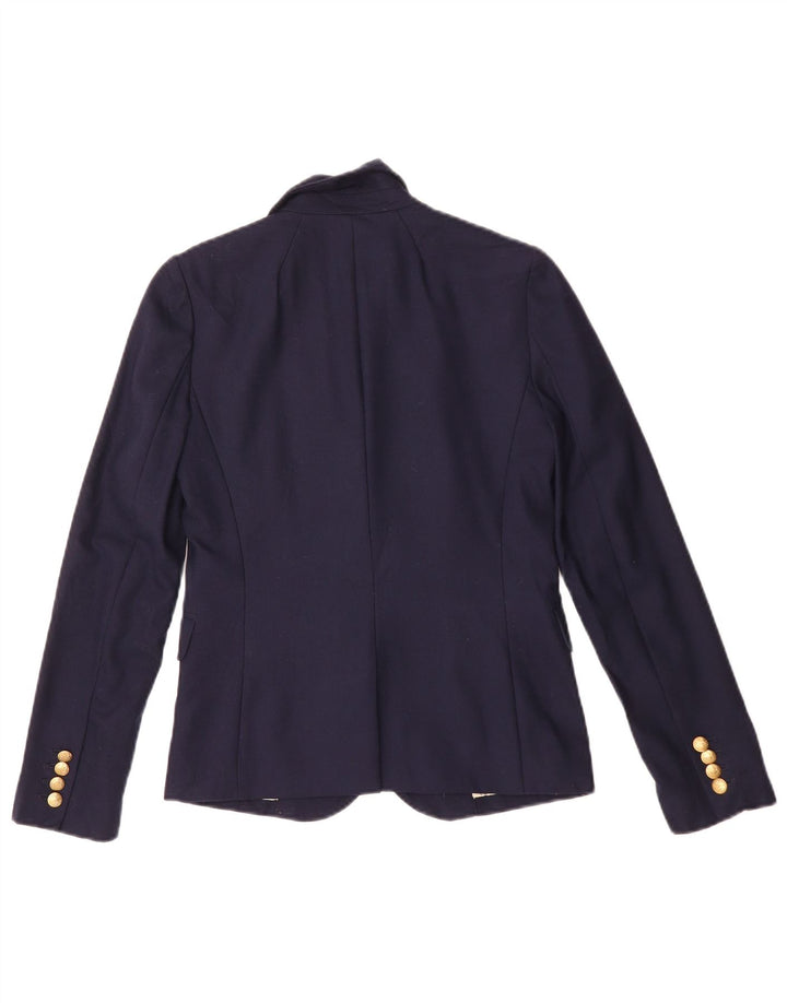 J. CREW Womens 2 Button Blazer Jacket US 0 XS Navy Blue Wool