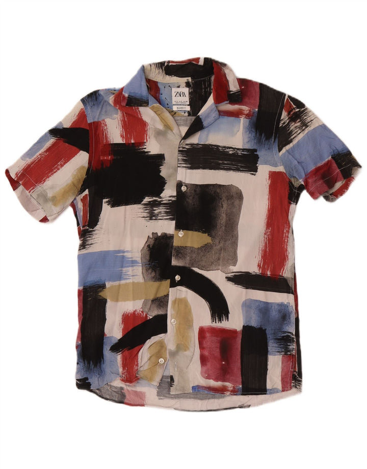 Zara Mens Short Sleeve Relaxed Fit Shirt Small Multicoloured Geometric
