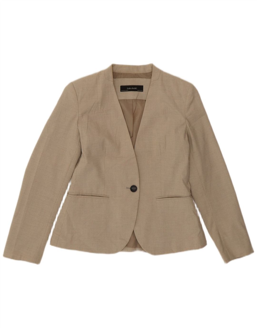 Giacca blazer a 1 bottone da donna Zara EU 38 piccolo pied de poule beige