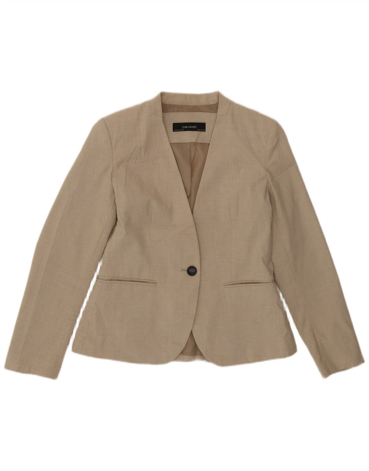 Giacca blazer a 1 bottone da donna Zara EU 38 piccolo pied de poule beige
