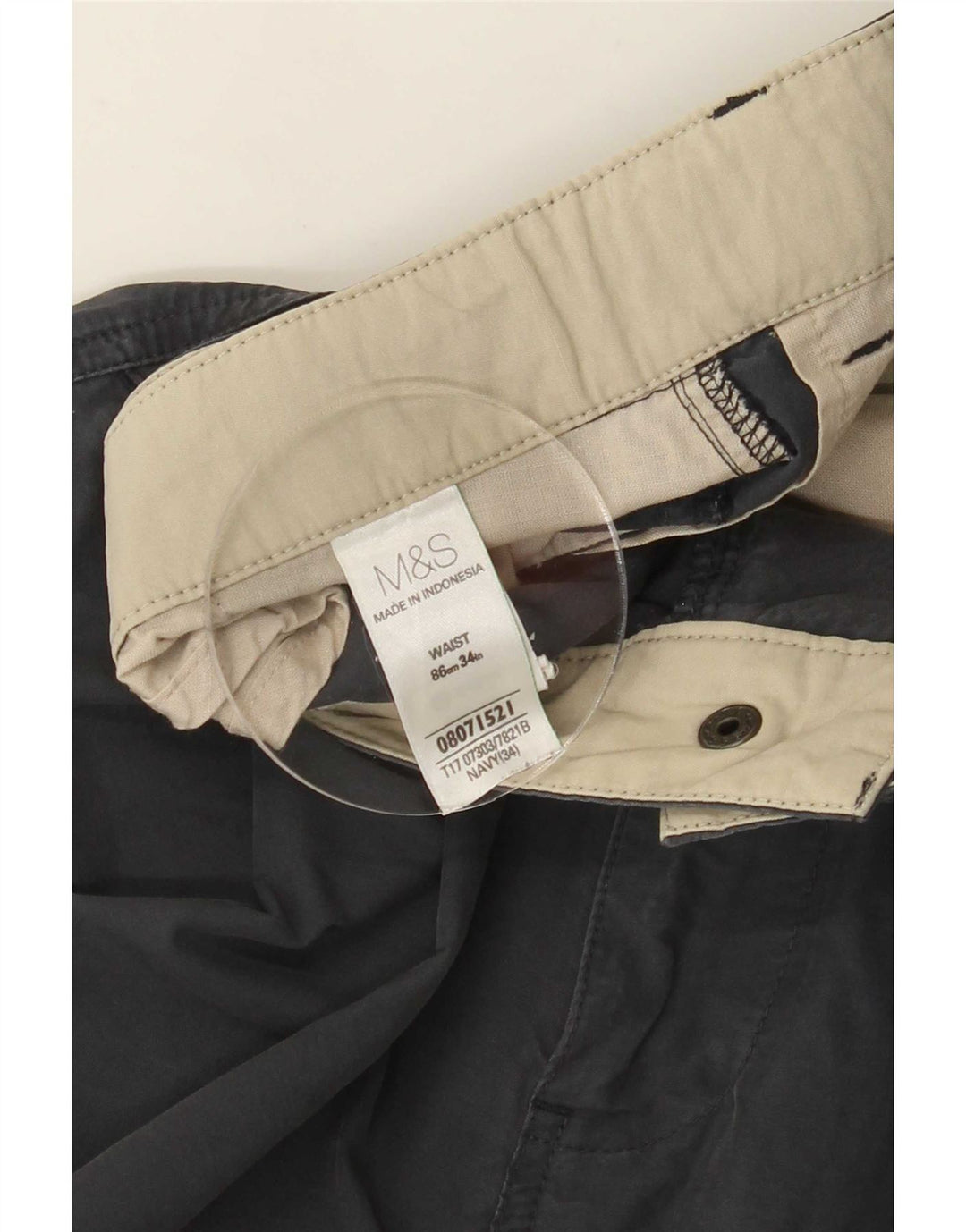 Marks & Spencer Mens Cargo Shorts Large W34 Navy Blue Cotton