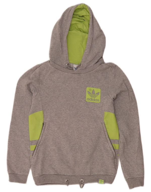 Adidas Womens Graphic Hoodie Jumper EU 34 Small Grey Cotton