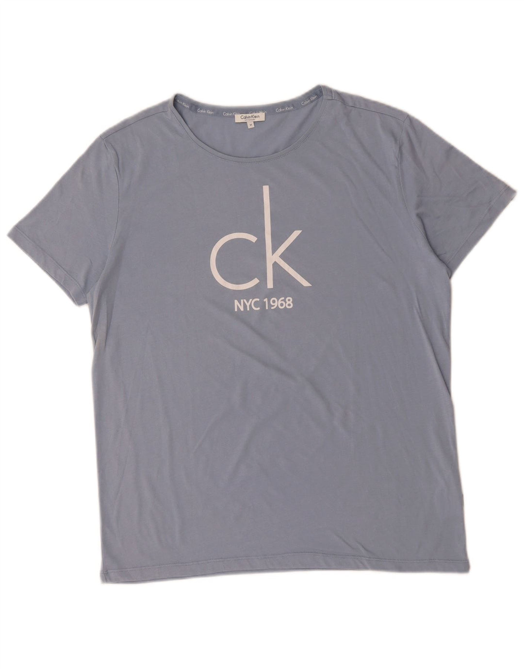 CALVIN KLEIN Mens Graphic T-Shirt Top Medium Blue Cotton