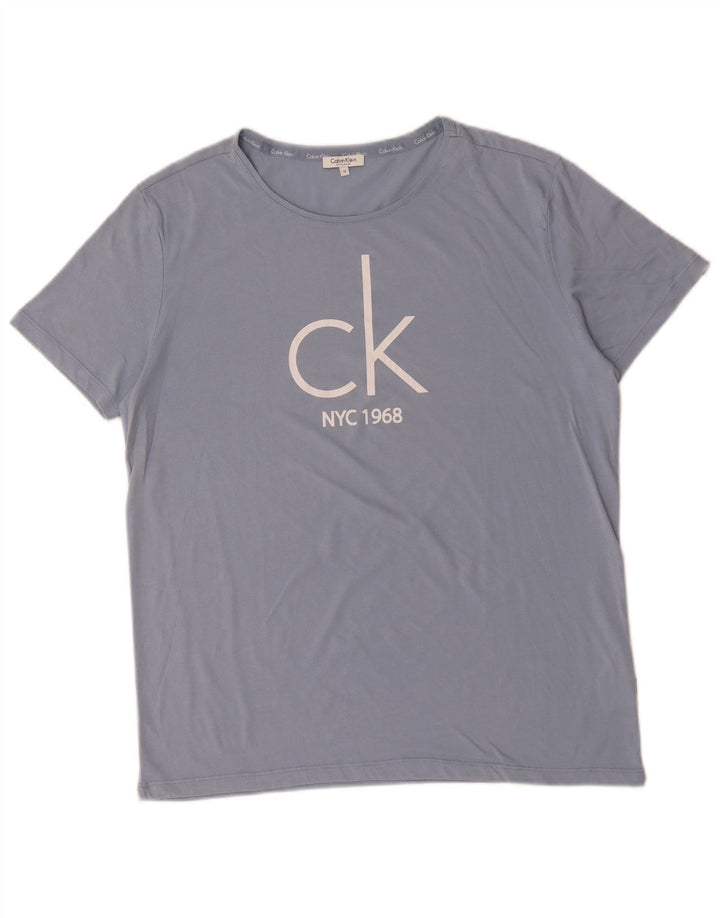 CALVIN KLEIN Mens Graphic T-Shirt Top Medium Blue Cotton