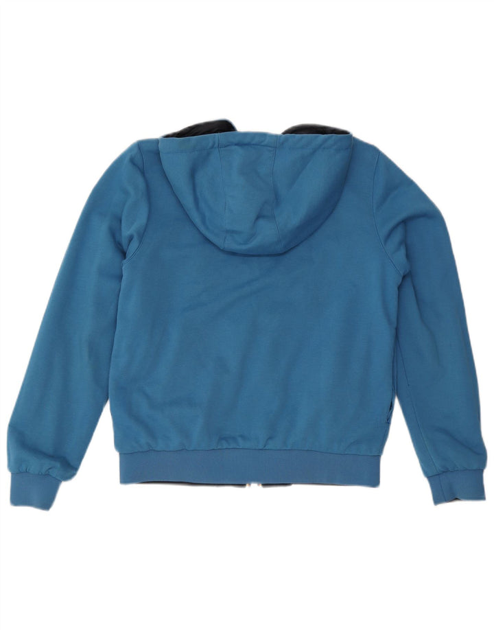 K-Way Womens Hooded Reversible Jacket UK 10 Small Navy Blue Cotton