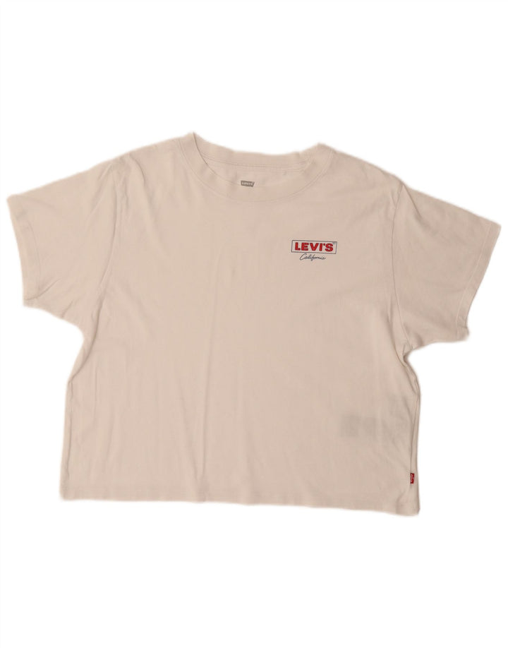 LEVI'S Womens Crop Oversized T-Shirt Top UK 10 Small White Cotton