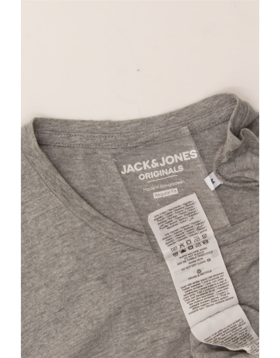 JACK & JONES Mens Regular Fit Graphic T-Shirt Top Medium Grey Cotton Vintage Jack & Jones and Second-Hand Jack & Jones from Messina Hembry 