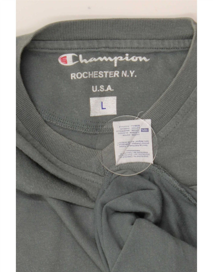 Champion Mens Top Long Sleeve Large Grey Cotton