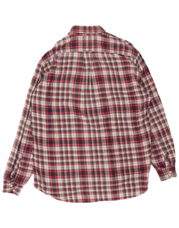 Vintage Mens Flannel Shirt Large Red Check Cotton