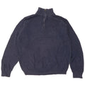 Maglione da uomo con zip e collo Izod in cotone blu navy medio