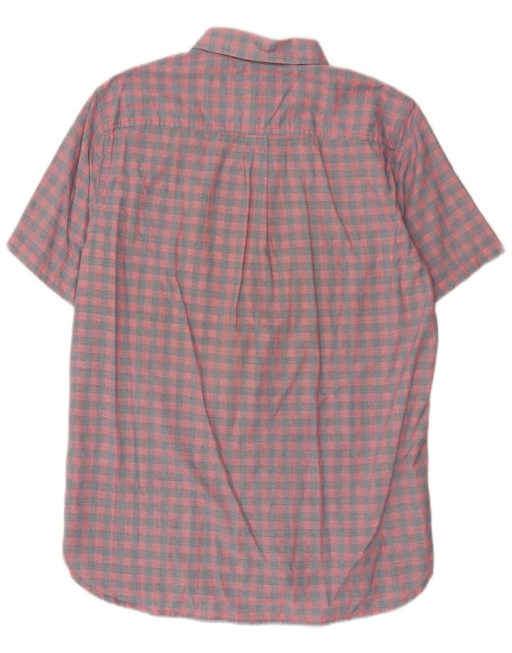 Superdry Mens Short Sleeve Regular Fit Shirt Large Pink Check Cotton