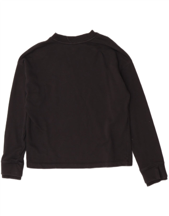 Dkny Womens Graphic Oversized Sweatshirt Jumper UK 10 Small Black Cotton