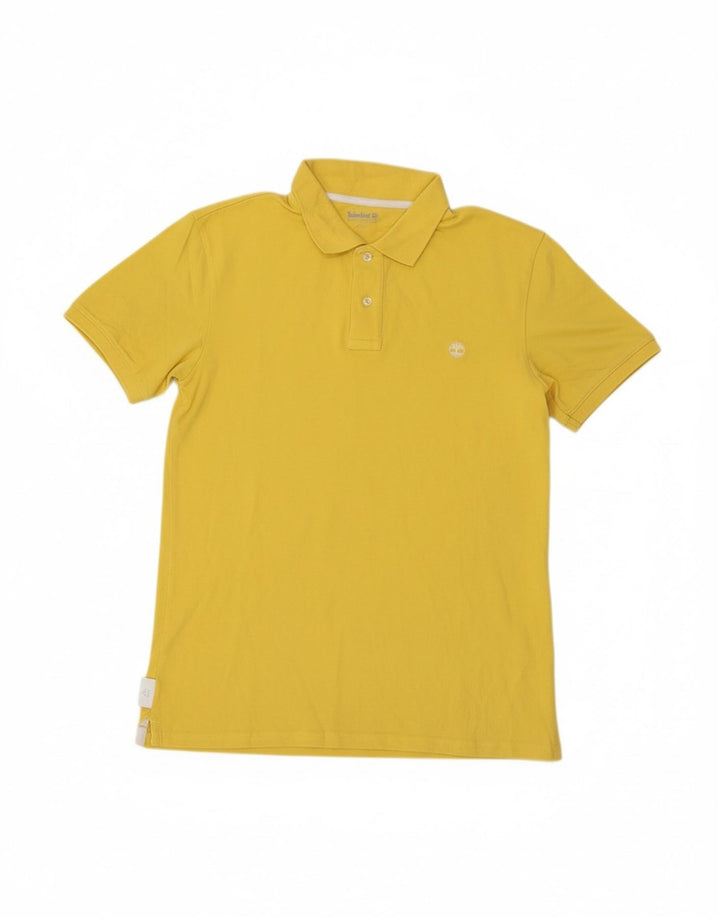 TIMBERLAND Mens Slim Fit Polo Shirt Medium Yellow Cotton