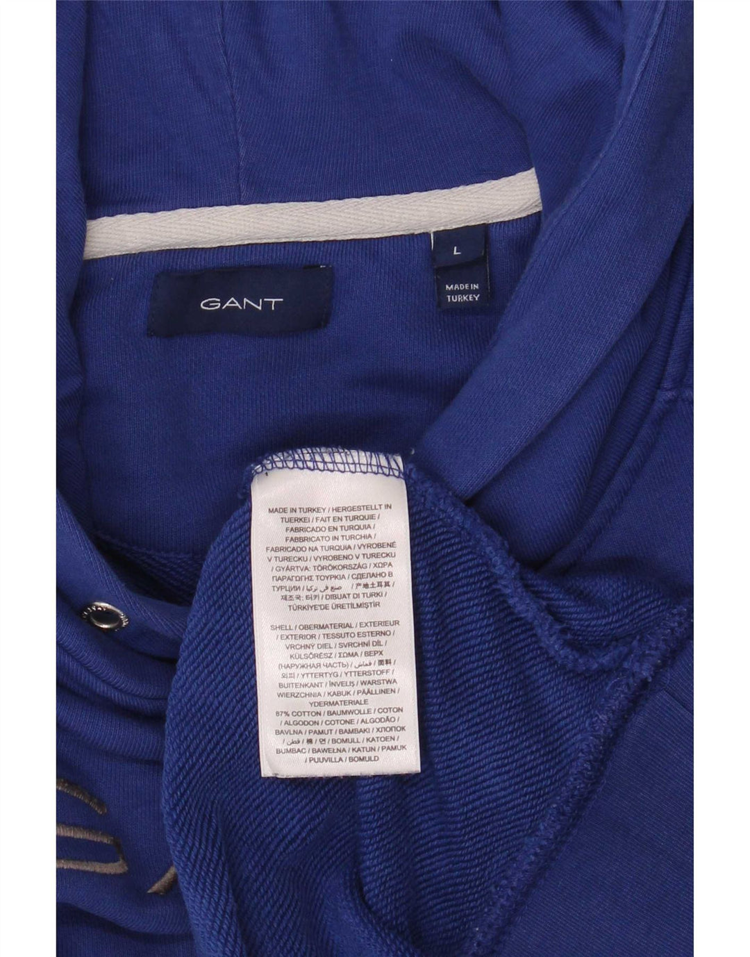 Gant Mens Graphic Hoodie Jumper Large Blue Cotton