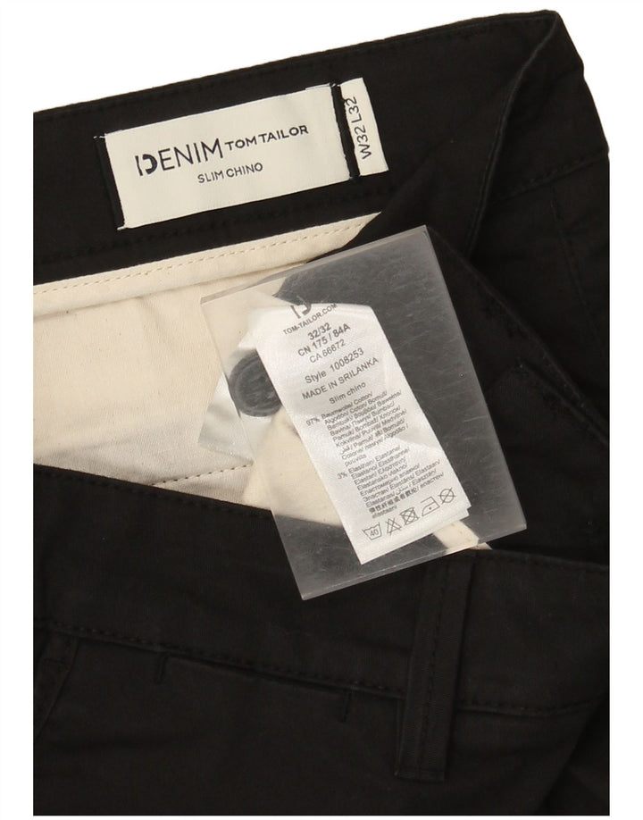 Tom Tailor Mens Slim Chino Trousers W32 L32 Black Cotton
