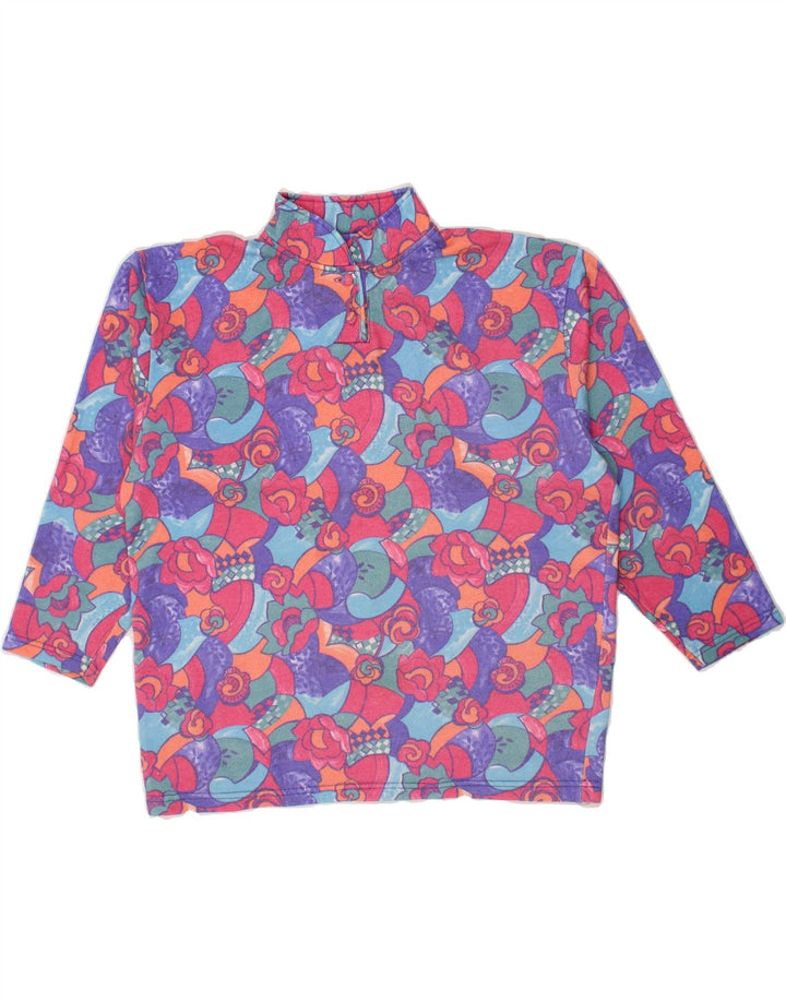 VINTAGE Womens Sweatshirt Jumper UK 14 Medium Multicoloured Floral Vintage Vintage and Second-Hand Vintage from Messina Hembry 