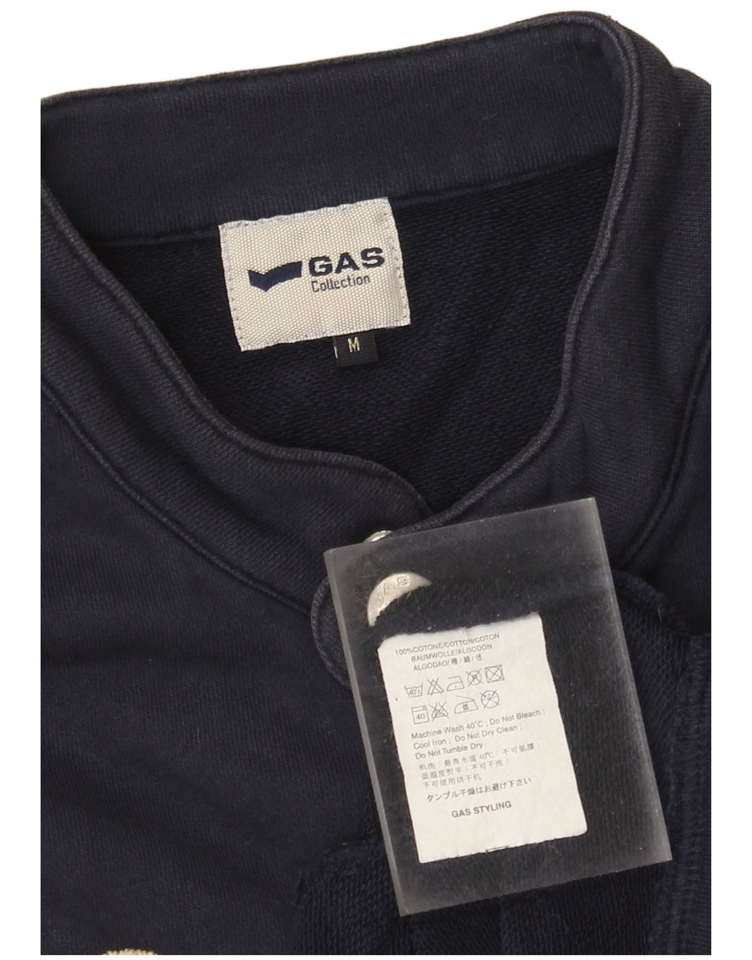 Gas Mens Graphic Tracksuit Top Jacket Medium Navy Blue Cotton