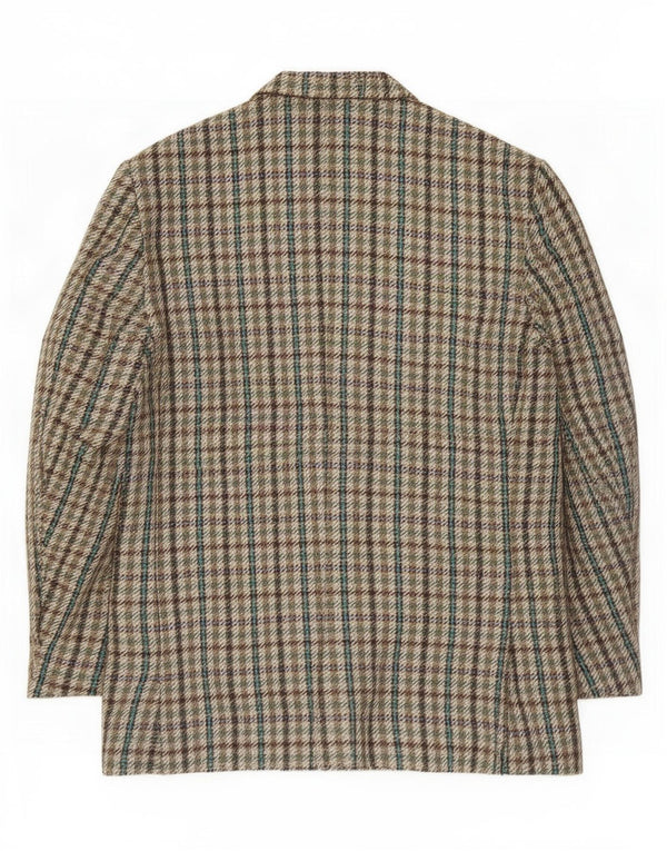 Vintage Mens 2 Button Blazer Jacket IT 56 3XL Green Houndstooth Wool