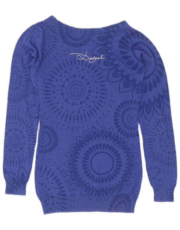 Desigual ženski džemper s veznim izrezom UK 8 Mali tamnoplavi paisley