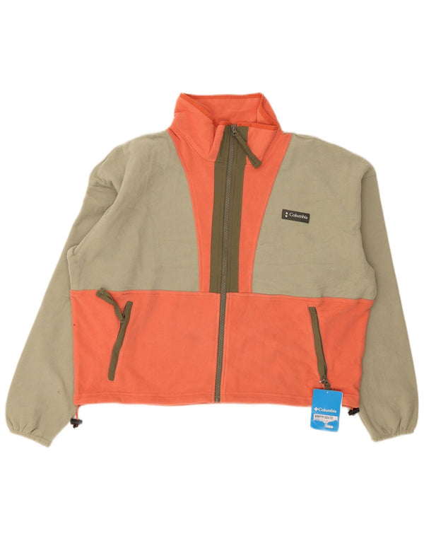 Columbia Damen Crop Übergroße Fleecejacke UK 18 XL Khaki Farbblock