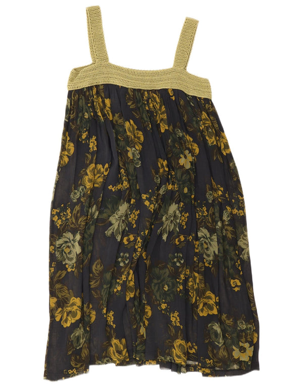 vintage Womens Sundress UK 8 Petit Bleu Marine Floral